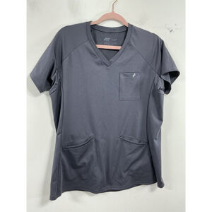 Womans Fit Scrubs Evrpur Short Sleeve Pullover Shirt Large Gray V Neck